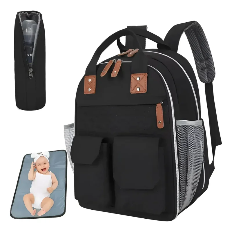 Mochila maternidade com trocador e porta mamadeira térmico